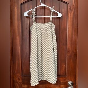 Rylee + Cru Tan and White Checkered Dress